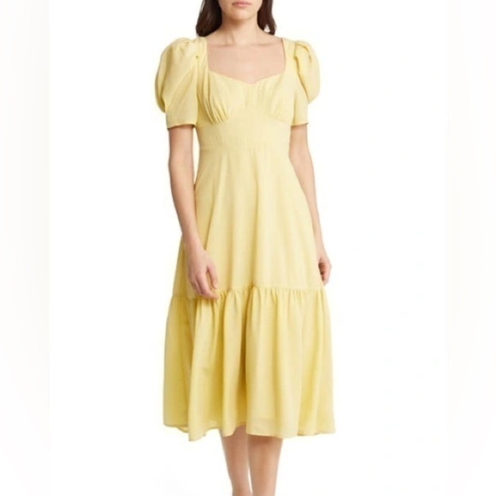 Floret Studios Tonal Midi Dress In butter Yellow